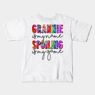Tie Dye Grannie Is My Name Spoiling Is My Game Mothers Day Kids T-Shirt